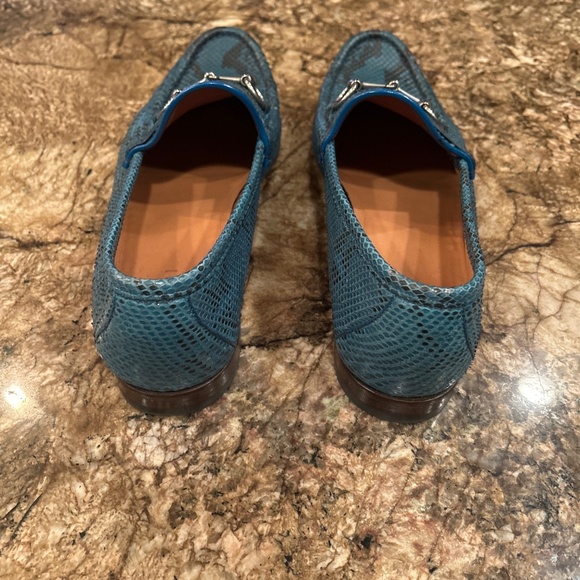 Authentic Gucci Python Snake Skin Turquoise Blue/Black Leather Men Loafer US 9.5 main image 5